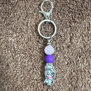 Purple and Silver Mom handmade Keychain